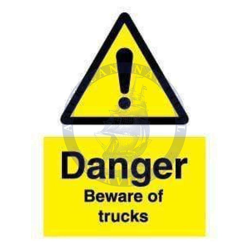 Marine Hazard Sign: Danger Beware of Trucks