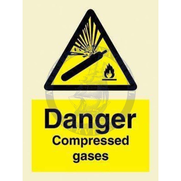 Marine Hazard Sign: Danger Compressed Gases