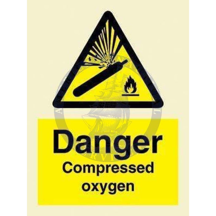 Marine Hazard Sign: Danger Compressed Oxygen