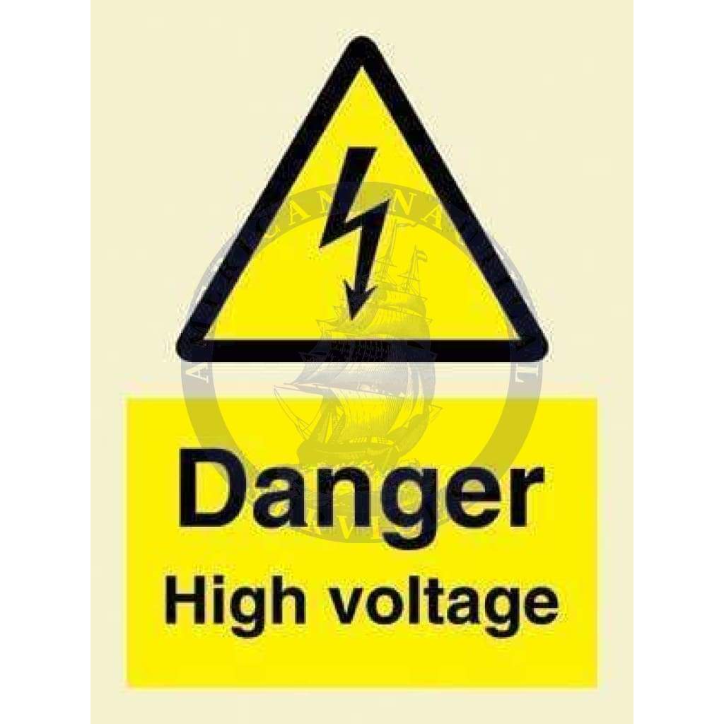 Marine Hazard Sign: Danger High Voltage