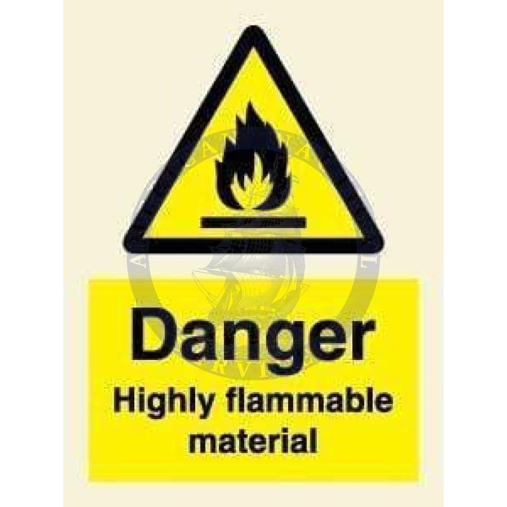 Marine Hazard Sign: Danger Highly Flammable Material