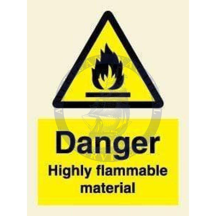Marine Hazard Sign: Danger Highly Flammable Material