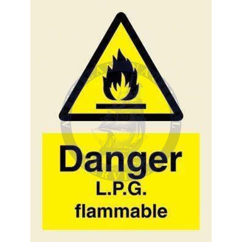 Marine Hazard Sign: Danger L.P.G. Flammable