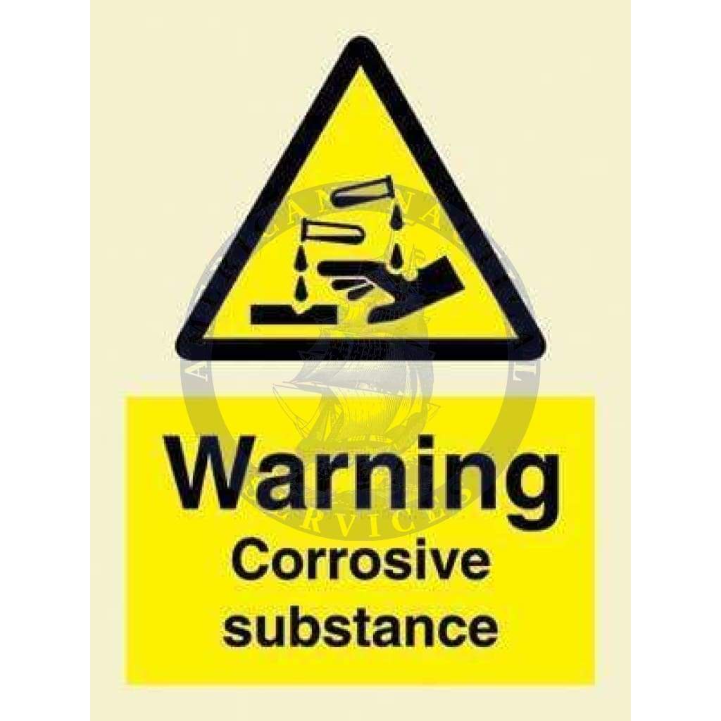 Marine Hazard Sign: Warning Corrosive Substance