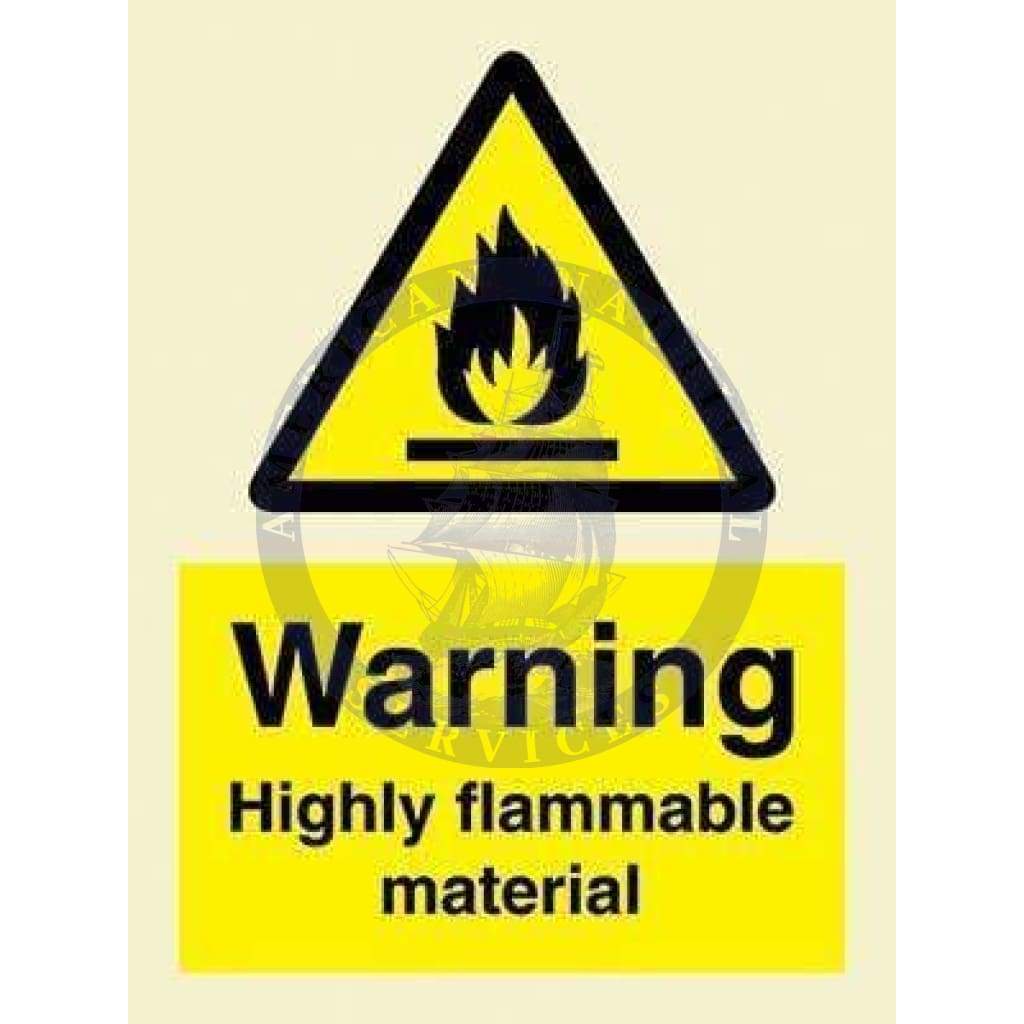 Marine Hazard Sign: Warning Highly Flammable Material