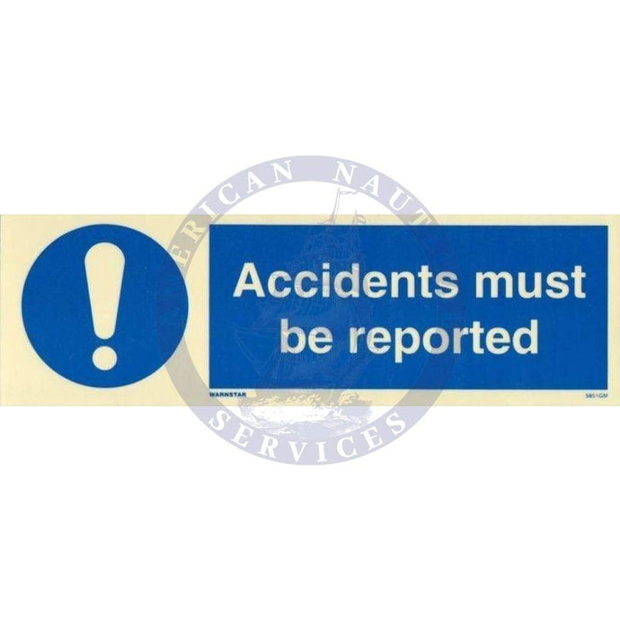 Marine Mandatory Sign: Accidents Must Be Reported + Symbol