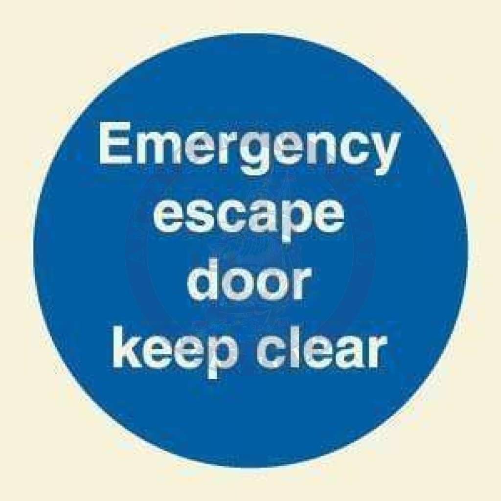 Marine Mandatory Sign: Emergency Escape Door Keep Clear