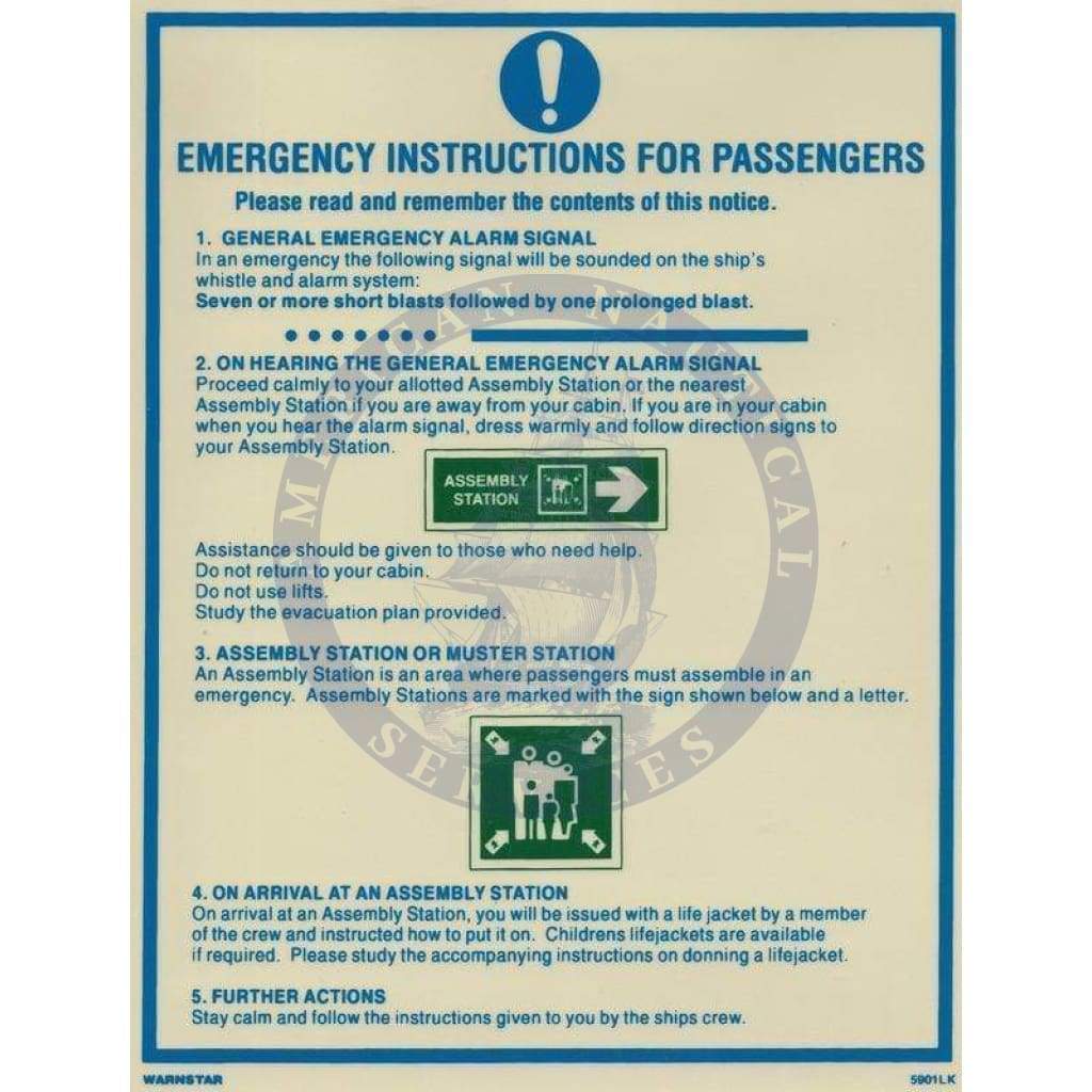 Marine Mandatory Sign: Emergency Instructions For Passengers