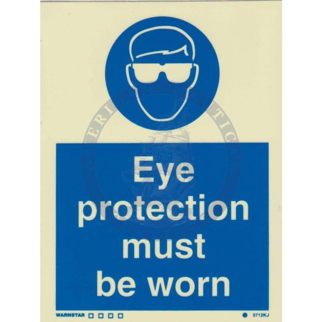 Marine Mandatory Sign: Eye Protection Must Be Worn + Symbol