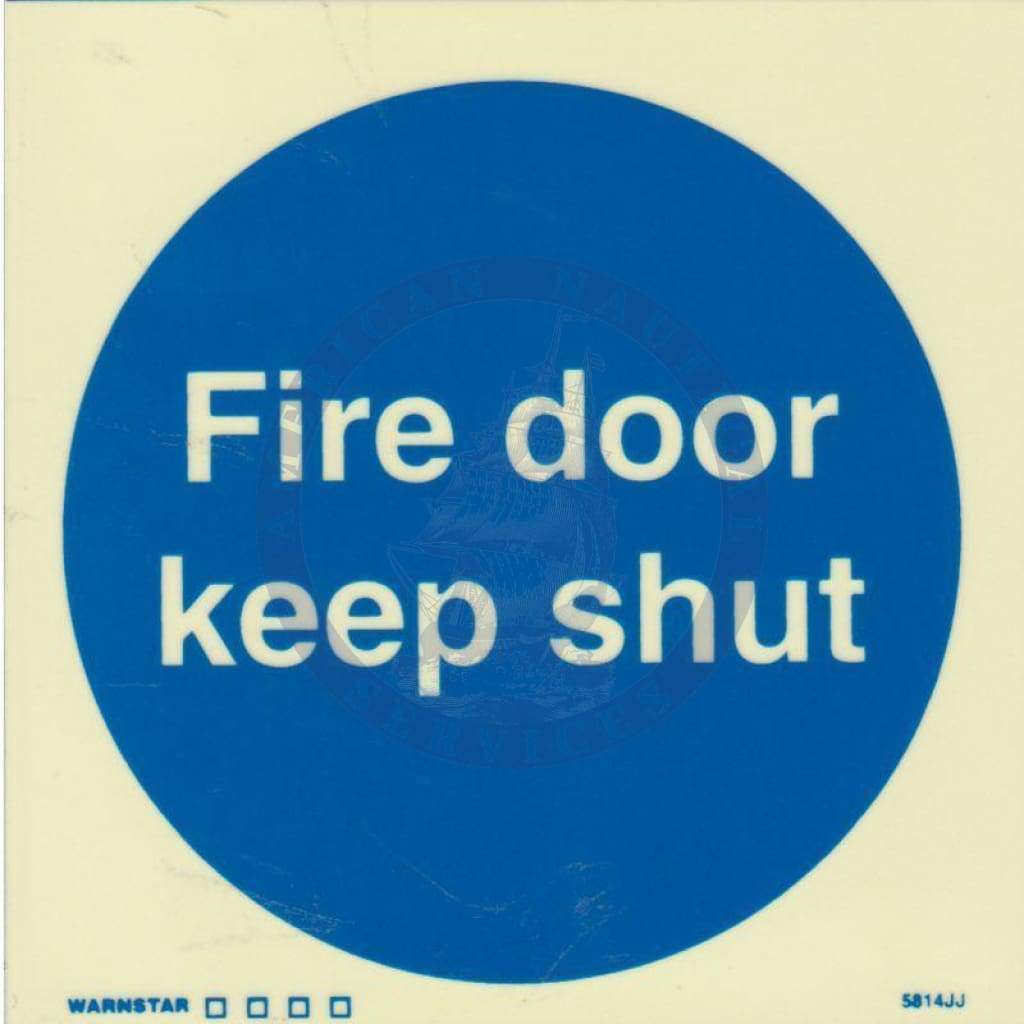 Marine Mandatory Sign: Fire Door Keep Shut
