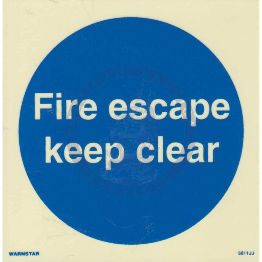 Marine Mandatory Sign: Fire Escape Keep Clear