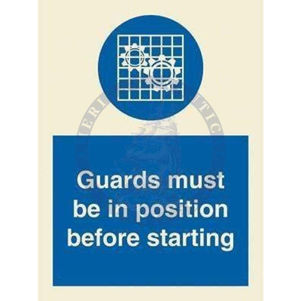 Marine Mandatory Sign: Guards Must Be In Position Before Starting + Sy ...