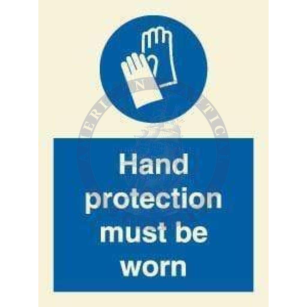 Marine Mandatory Sign: Hand Protection Must Be Worn