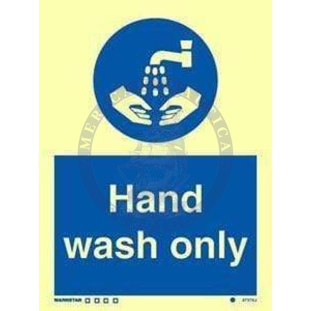 Marine Mandatory Sign: Hand Wash Only + Symbol