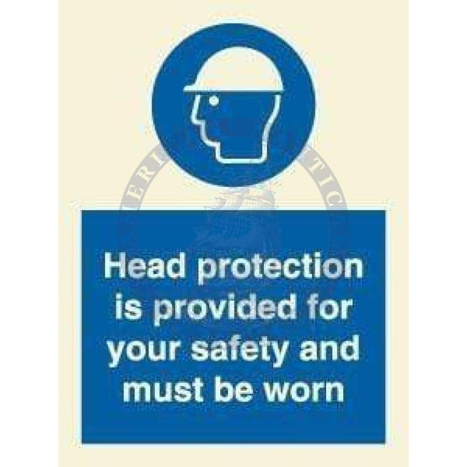 Marine Mandatory Sign: Head Protection Is Provided For Your Safety And ...