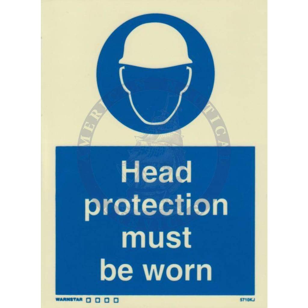 Marine Mandatory Sign: Head Protection Must Be Worn  + Symbol
