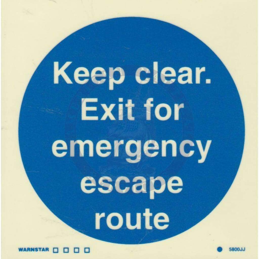 Marine Mandatory Sign: Keep Clear. Exit For Emergency Escape Route