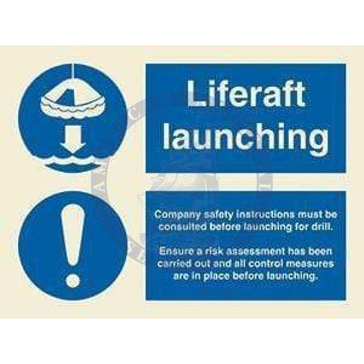 Life Raft Sign Leader Marine Mandatory Sign: Liferaft Launching + Procedure - Amnautical
