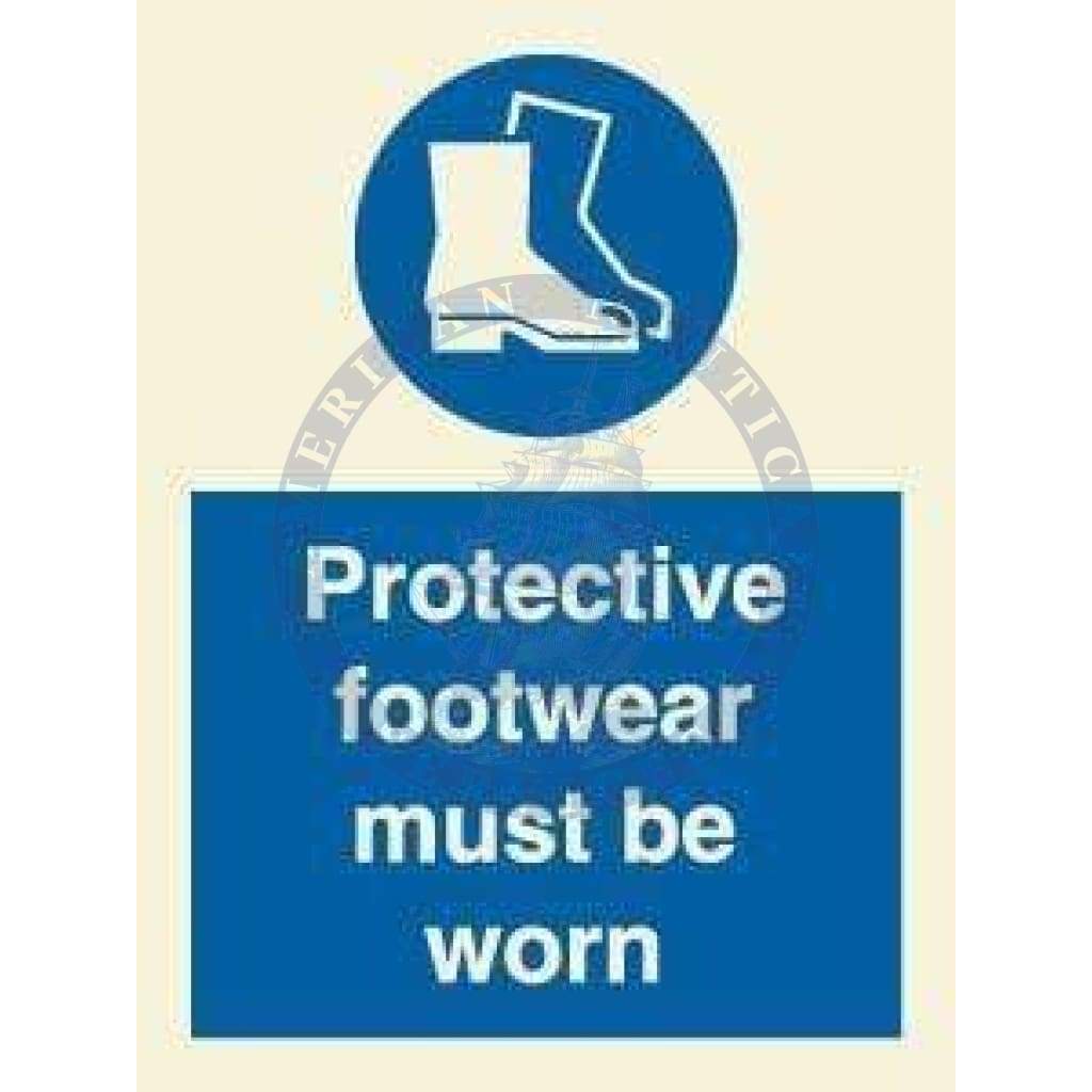 Marine Mandatory Sign: Protective Footwear Must Be Worn