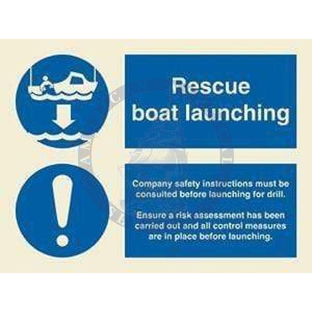 Marine Mandatory Sign: Rescue Boat Launching + Procedure