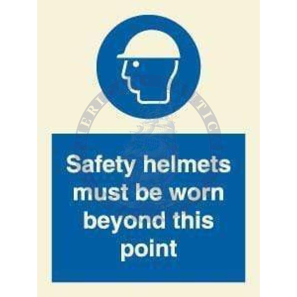 Marine Mandatory Sign: Safety Helmets Must Be Worn Beyond This Point