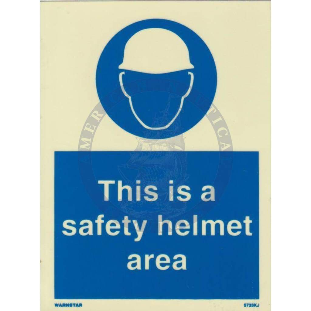 Marine Mandatory Sign: This Is A Safety Helmet Area + Symbol