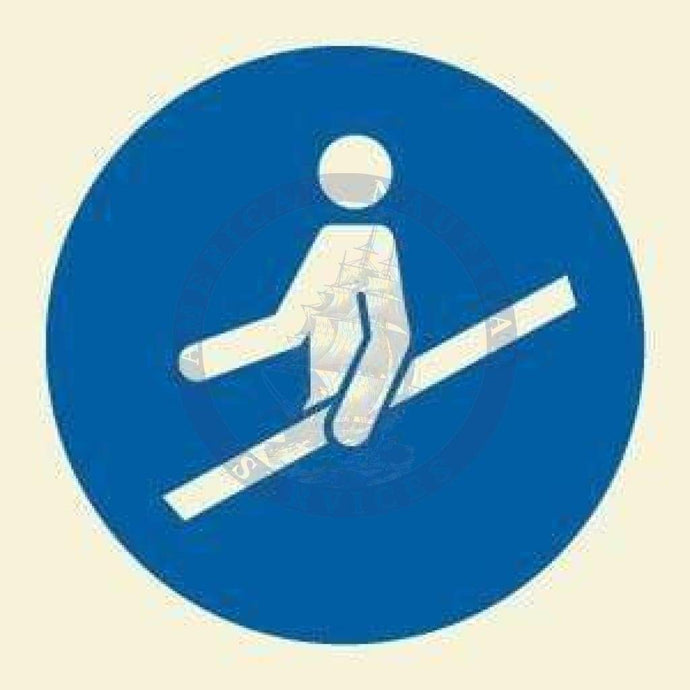 Marine Mandatory Sign: Use Handrail Symbol
