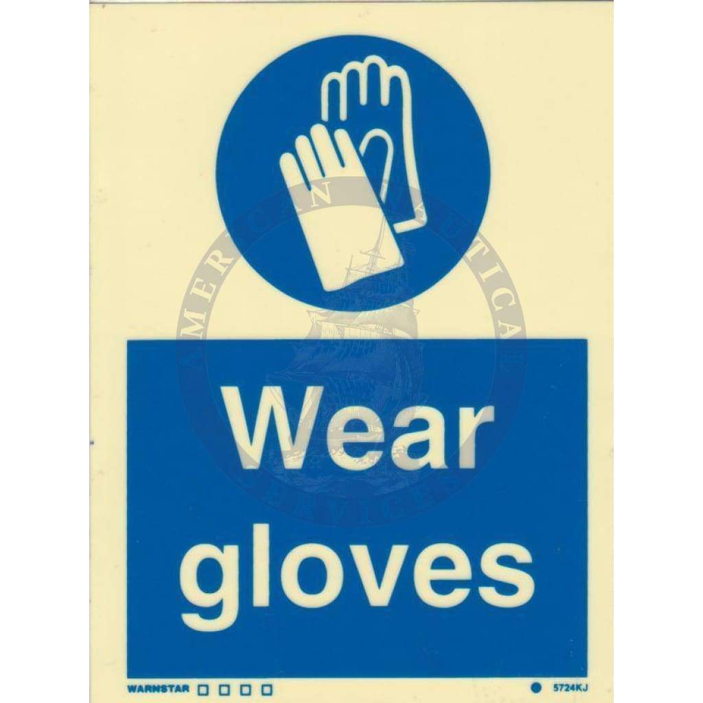 Marine Mandatory Sign: Wear Gloves + Symbol