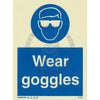 Marine Mandatory Sign: Wear Goggles + Symbol