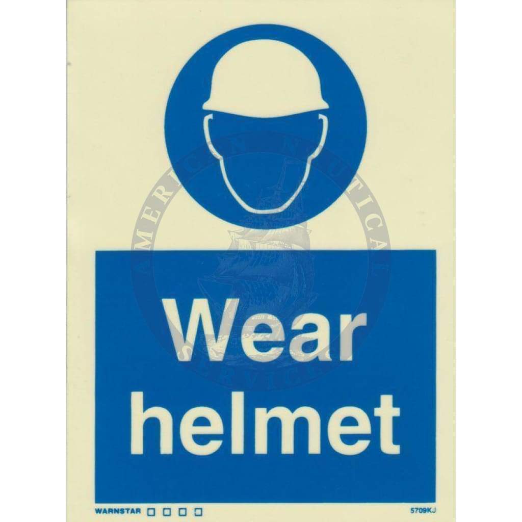 Marine Mandatory Sign: Wear Helmet + Symbol