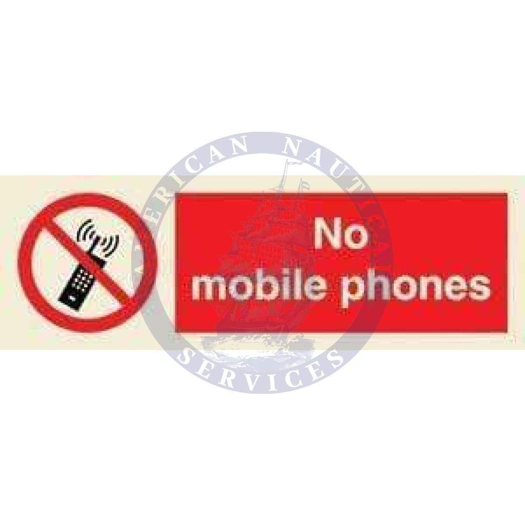 Marine Prohibition Sign: No Mobile Phones + Symbol