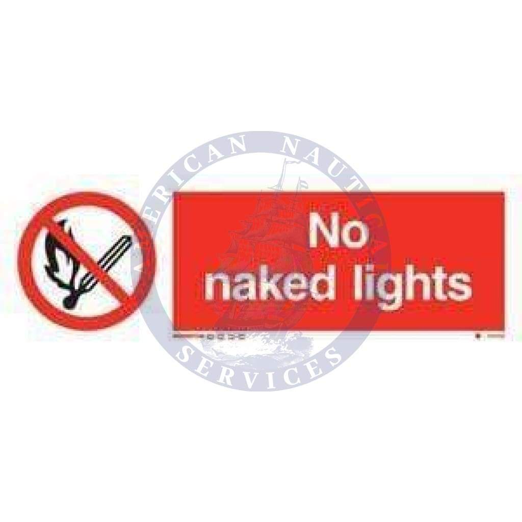 Marine Prohibition Sign: No Naked Lights + Symbol