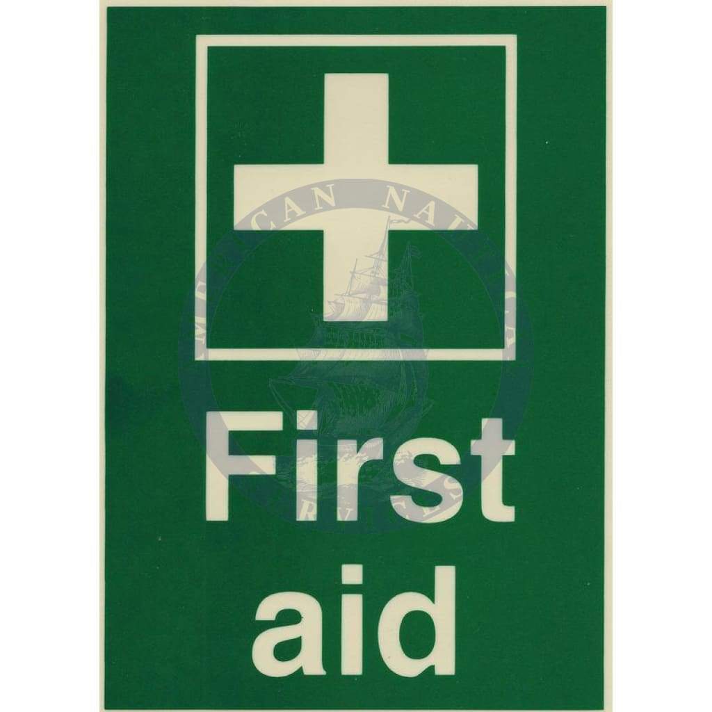 Marine Safety Sign: First Aid with text