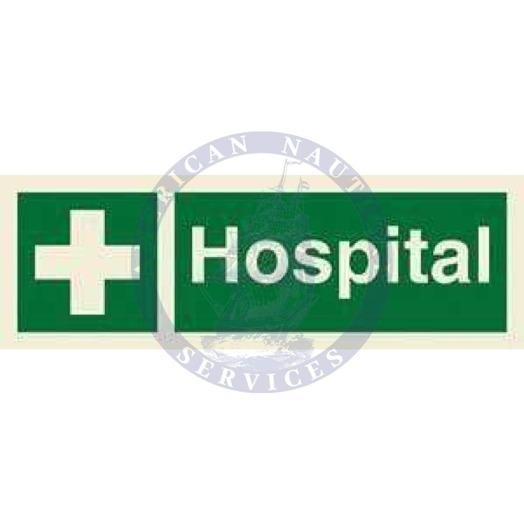 Marine Safety Sign: Hospital Symbol with Text
