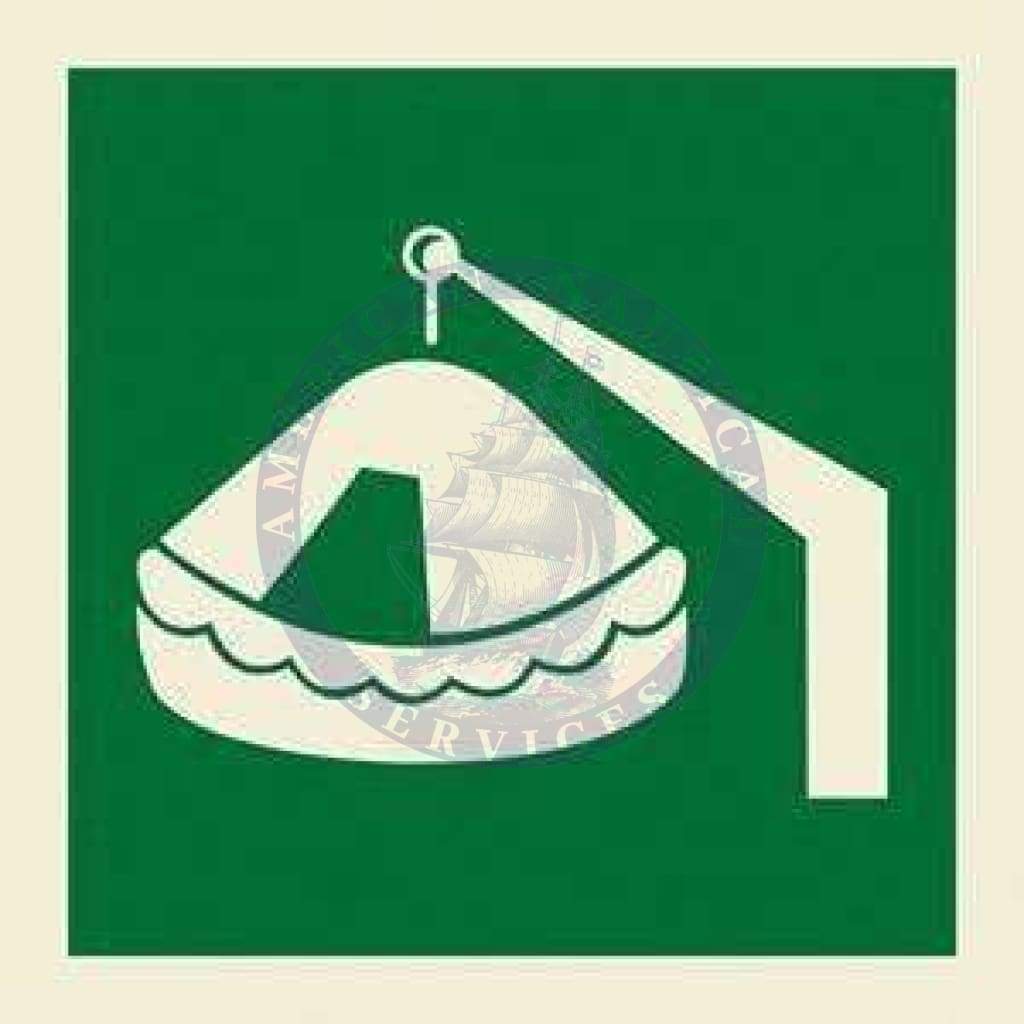 Marine Safety Sign, IMO Life Saving App. Symbol: Davit-launched lifera ...