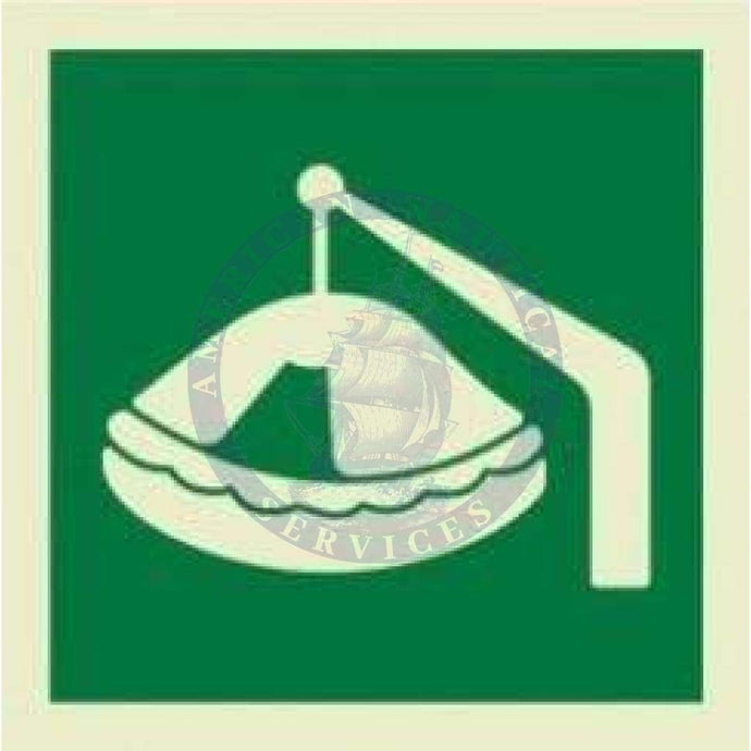 Marine Safety Sign, IMO Life Saving App. Symbol: Davit-launched liferaft - Without Text (2019)
