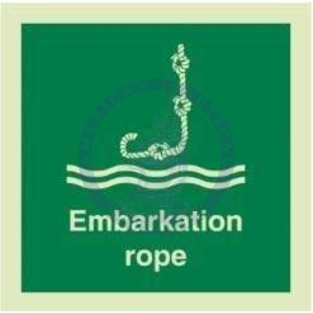 Marine Safety Sign, IMO Life Saving App. Symbol: Embarkation rope - With text (2019)