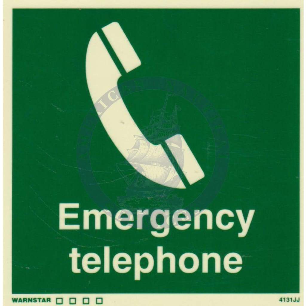 Marine Safety Sign, IMO Life Saving App. Symbol: Emergency Telephone - With Text