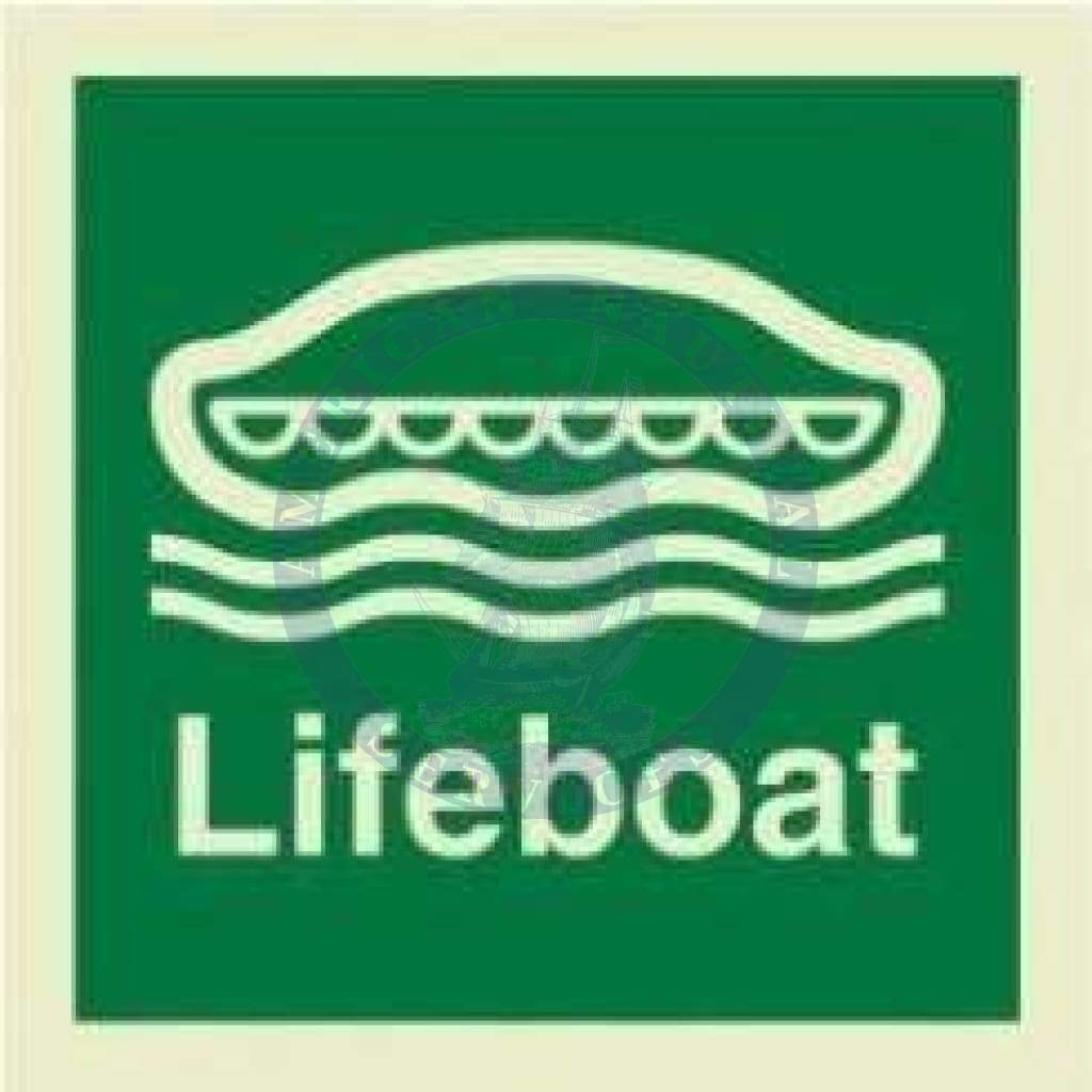 Marine Safety Sign, IMO Life Saving App. Symbol: Lifeboat - With Text (2019)