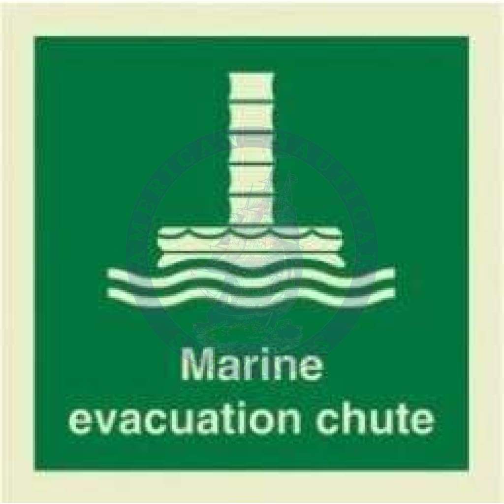 Marine Safety Sign, IMO Life Saving App. Symbol: Vertical Evacuation Chute - With Text (2019)