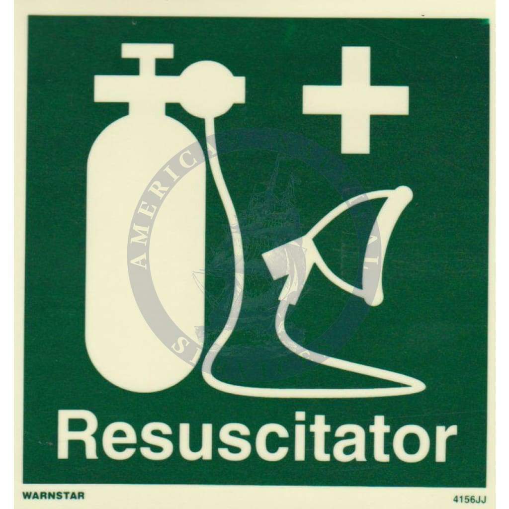 Marine Safety Sign: Resuscitator With Text