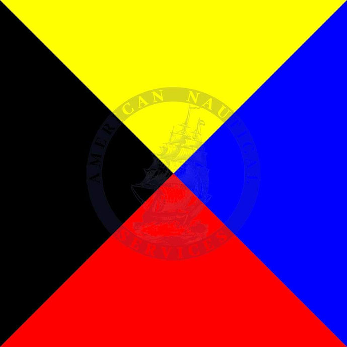 Marine signal flag: Letter "Z" (Zulu)