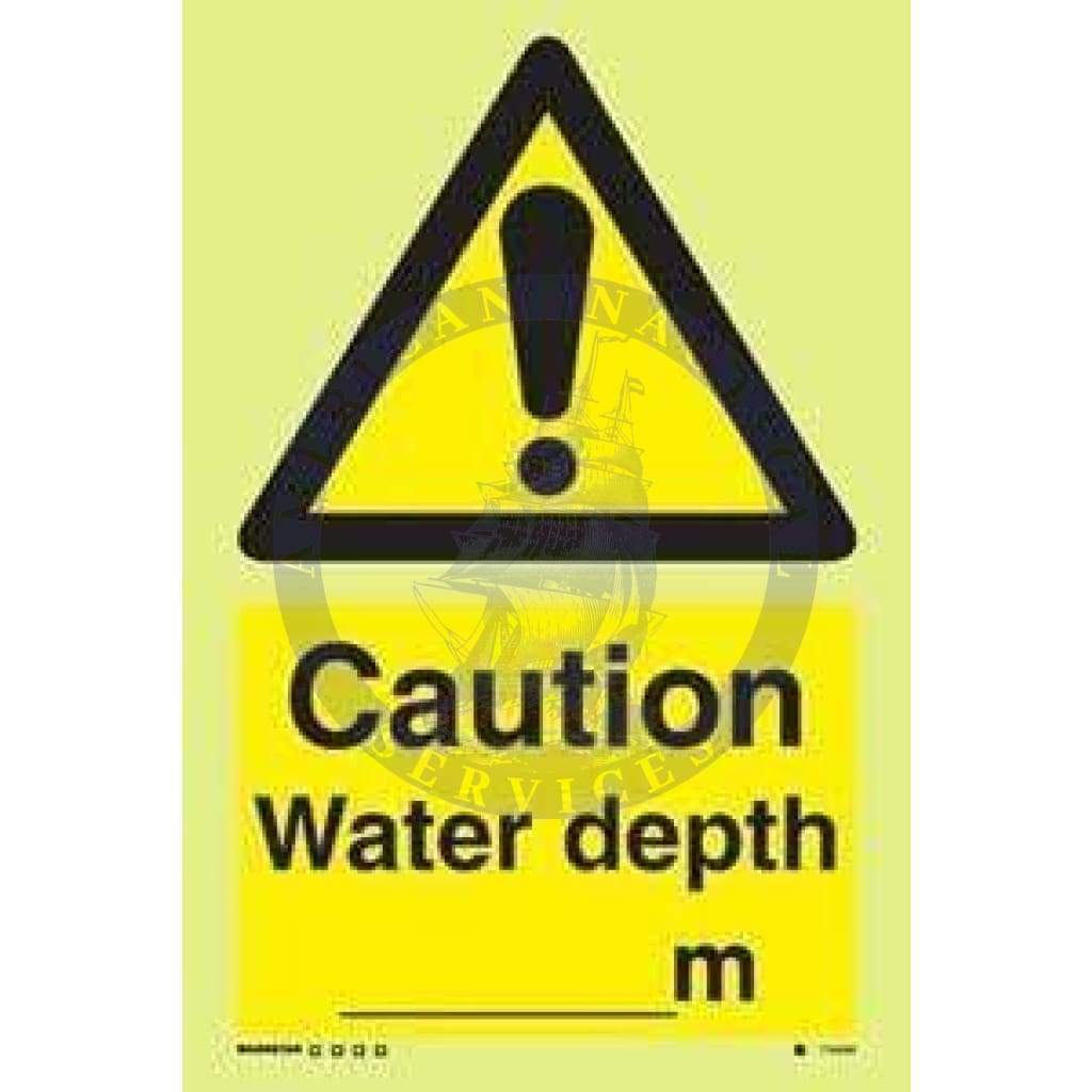 Marine Water Safety Sign: Caution Water Depth _______m (Specify depth)