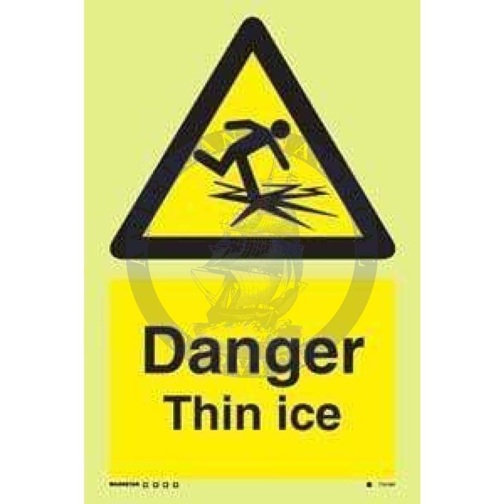 Marine Water Safety Sign: Danger Thin Ice | Thin Ice Sign - Amnautical