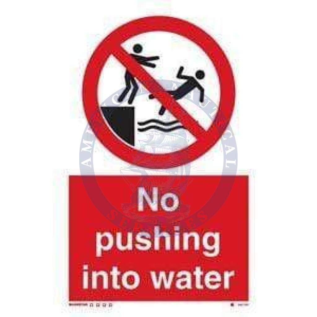 Marine Water Safety Sign: No Pushing into Water