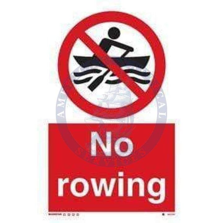 Marine Water Safety Sign: No Rowing - Amnautical