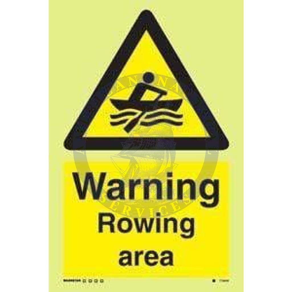 Marine Water Safety Sign: Warning Rowing Area