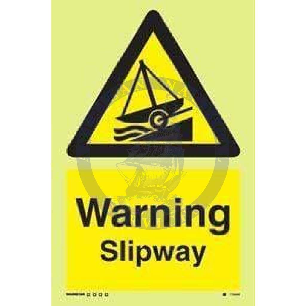 Floating Line Safety Sign Marine Water Safety Sign: Warning Slipway - Amnautical