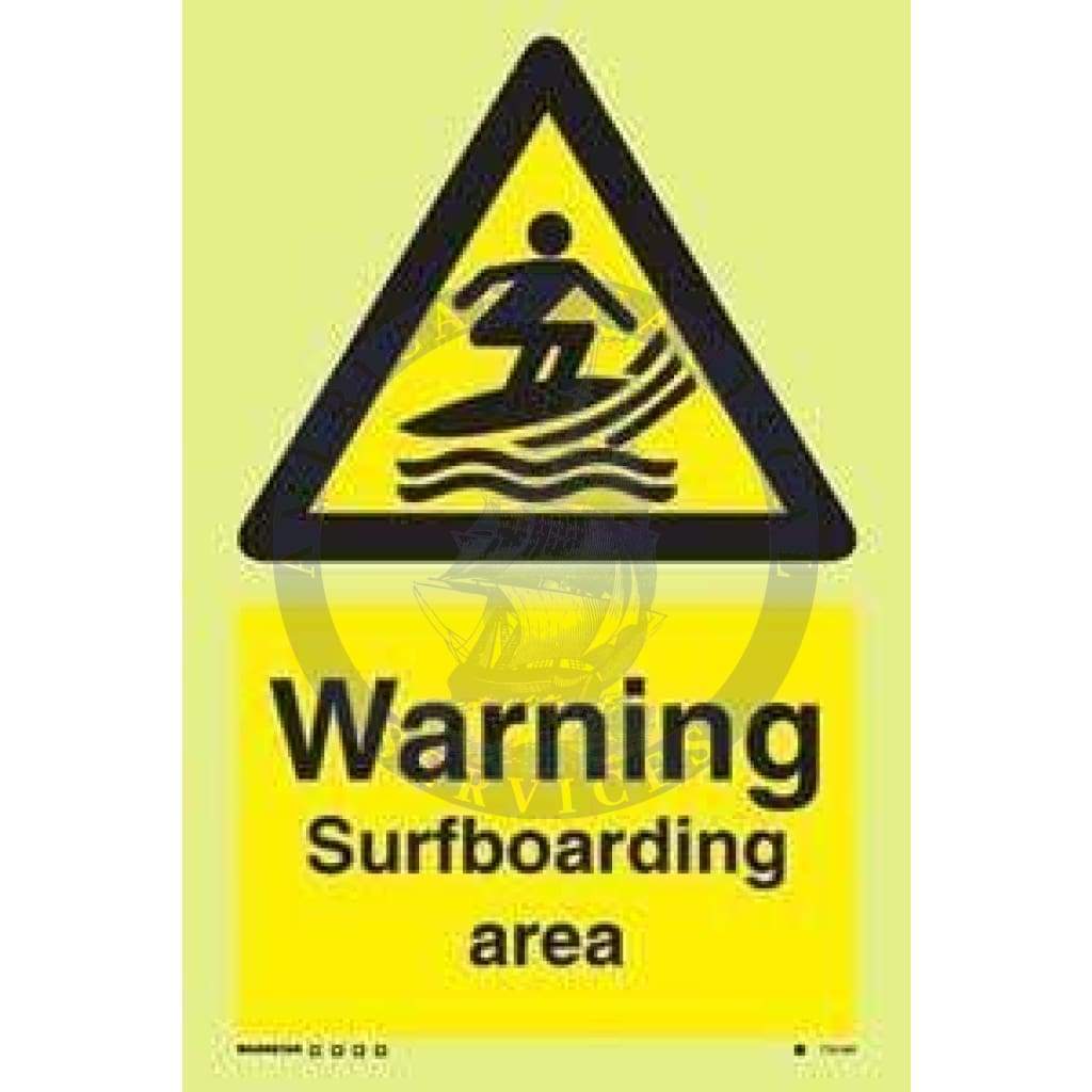 Marine Water Safety Sign: Warning Surfboarding Area