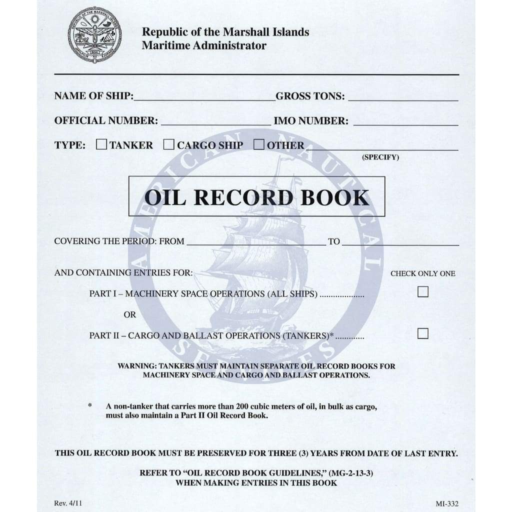 Marshall Islands Oil Record Book (MI-332)
